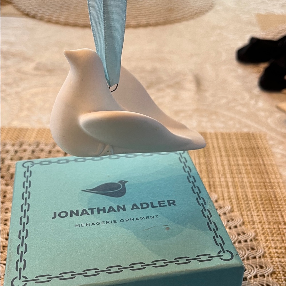 Jonathan Adler Blue Ribbon Dove Ornament Menagerie Ornament in box